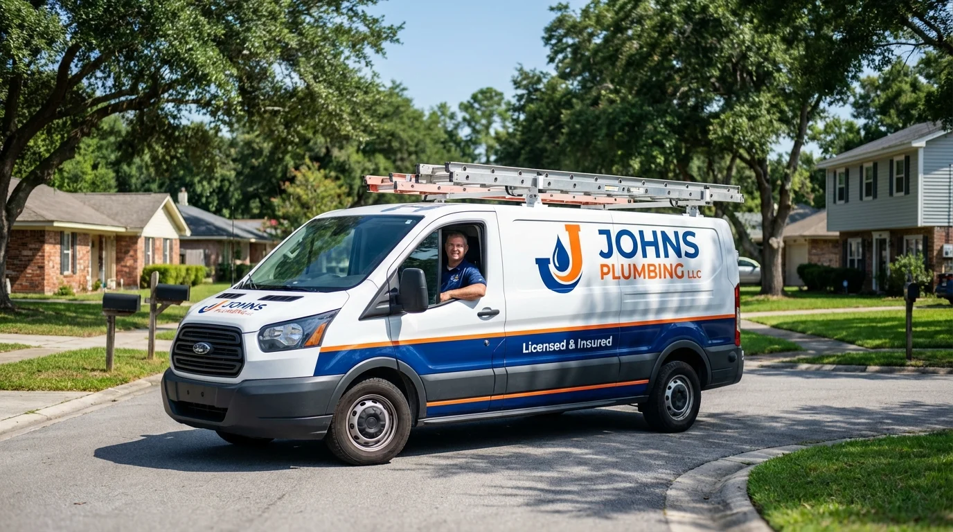 Johns Plumbing LLC service van in National Park, NJ