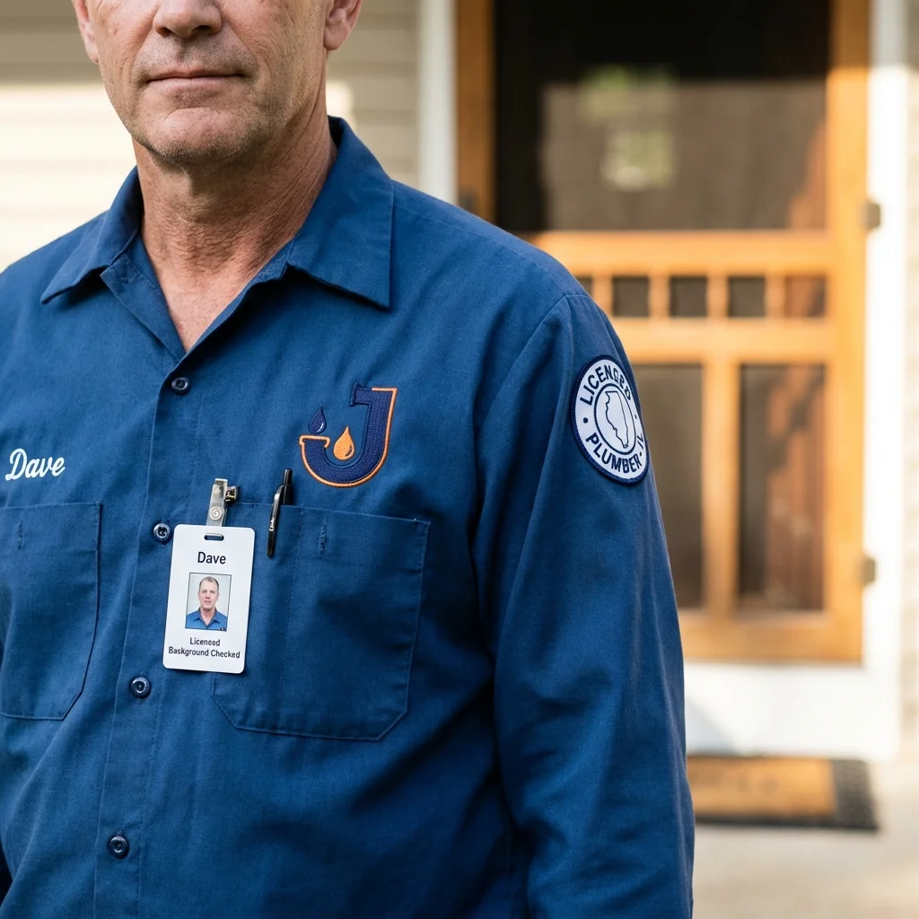 Licensed plumber showing ID badge in National Park, NJ