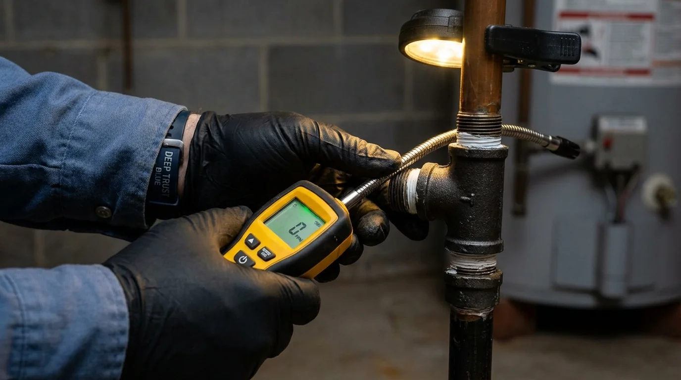 Gas leak detection with electronic sniffer by Johns Plumbing LLC in National Park